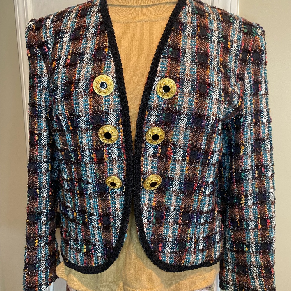 Doncaster Multicolor Tweed Blazer with Gold Buttons